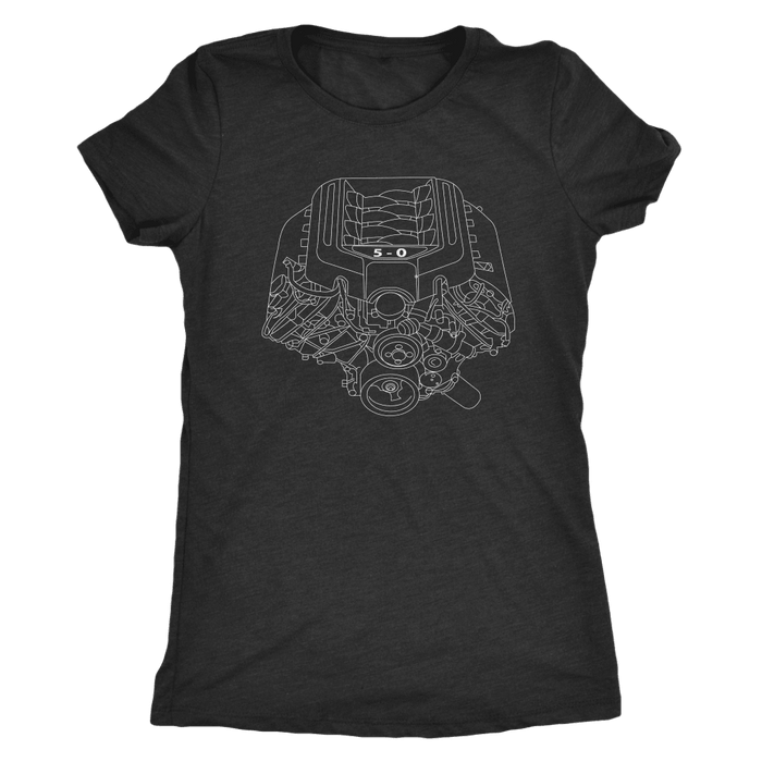 Engine Blueprint Illustration t-shirt Coyote Ford Mustang 5.0