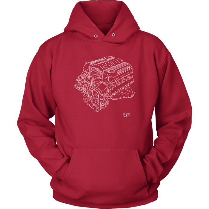 Engine Blueprint Illustration Hoodie like a Hemi 6.4L 392