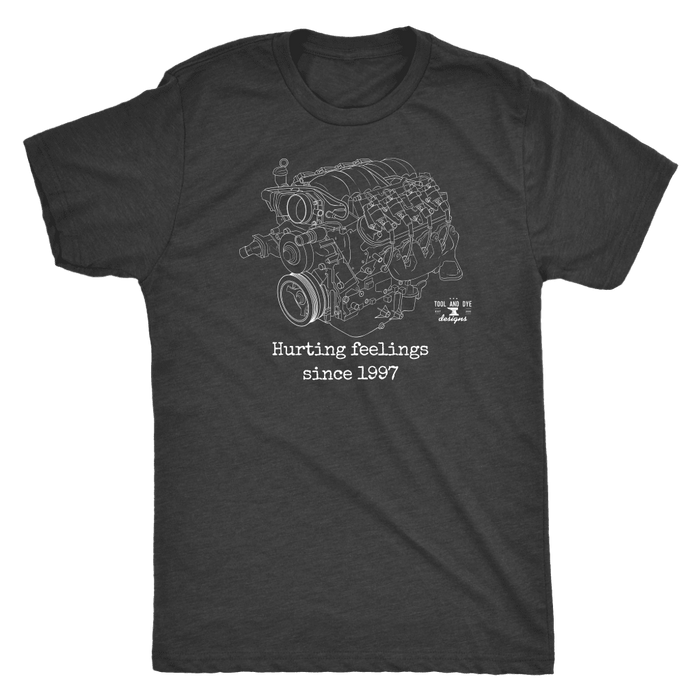 LS Engine Hurting Feelings Since 1997 V8 GM Engine Blueprint t-shirt ver. 2