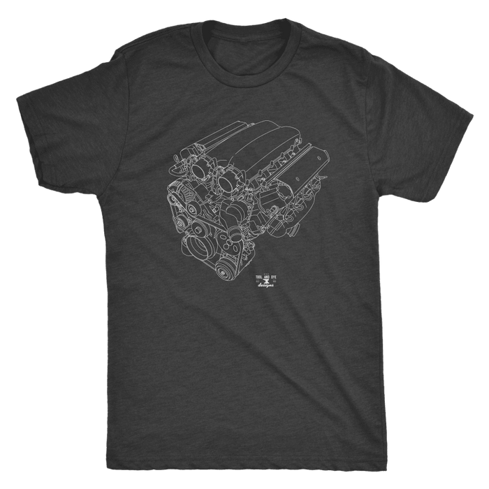 Engine Blueprint Illustration like a v10 Series T-shirt