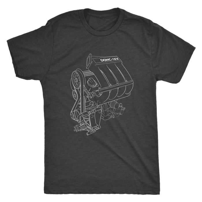 german car engine 16V engine blueprint illustration t-shirt mens and womens