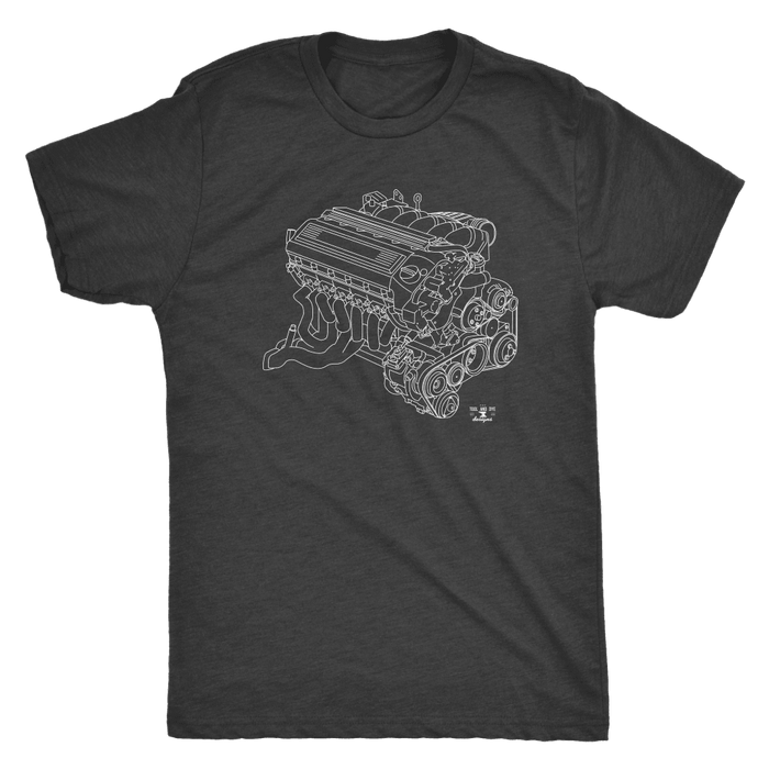 BMW E36 M3 S50 Engine Blueprint Illustration T-shirt