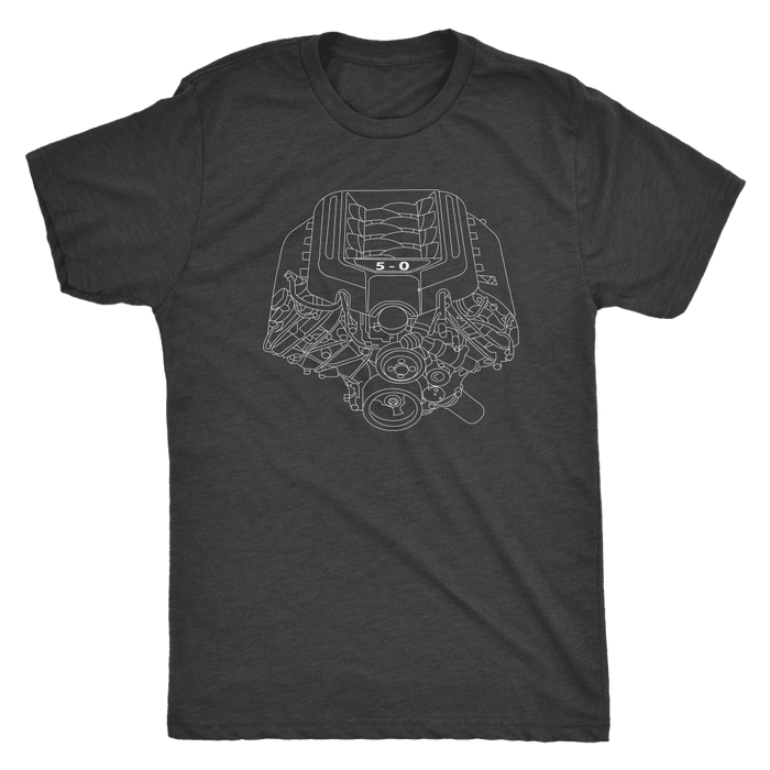 Engine Blueprint Illustration t-shirt Coyote Ford Mustang 5.0