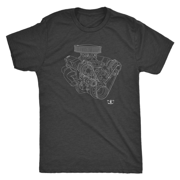 Small Block Chevy SBC Engine Blueprint Illustration T-shirt