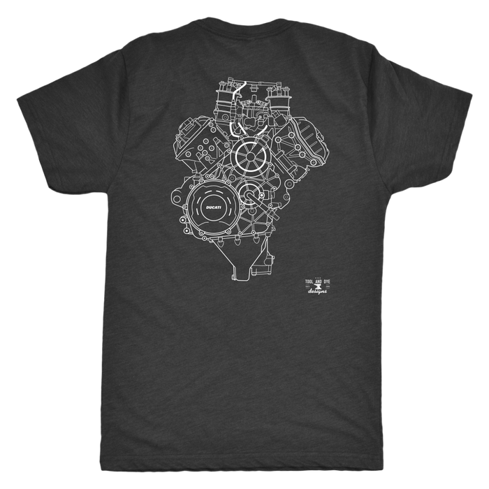 Engine Blueprint Series Ducati V4 Panigale front and rear print T-shirt and Hoodie