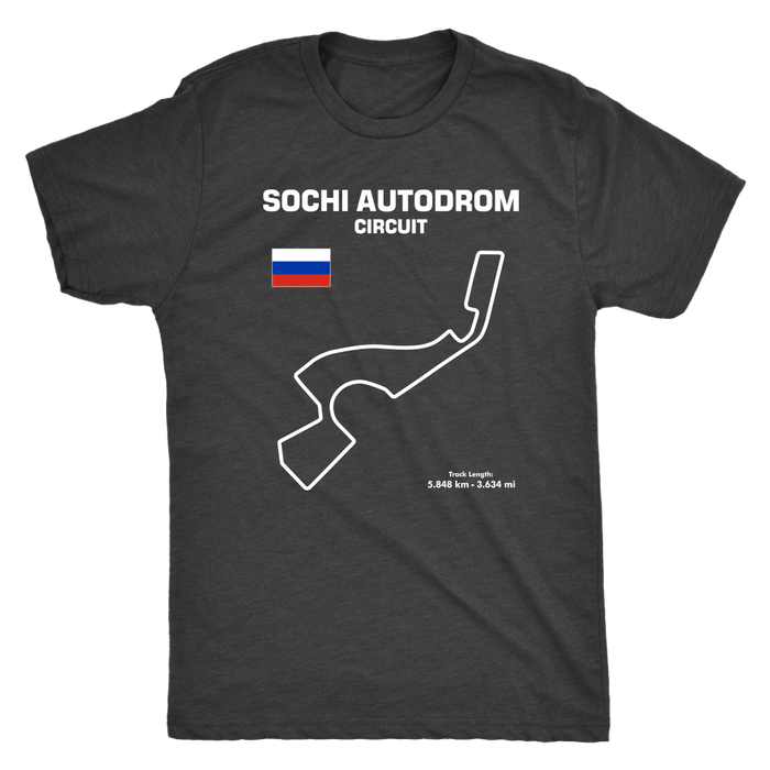 Sochi Autodrom Circuit Track Outline Series T-shirt and Hoodie