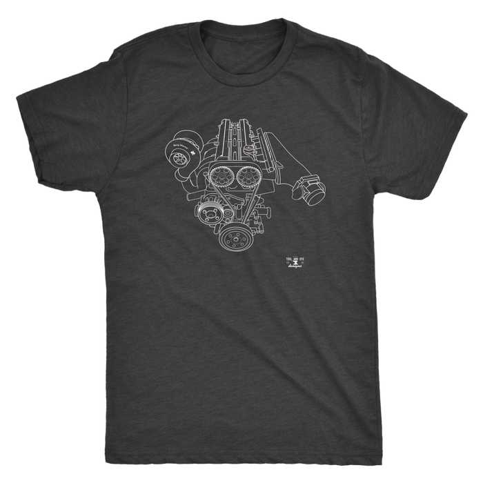 Toyota 2JZ Engine Blueprint Series Big Turbo T-shirt and Hoodie