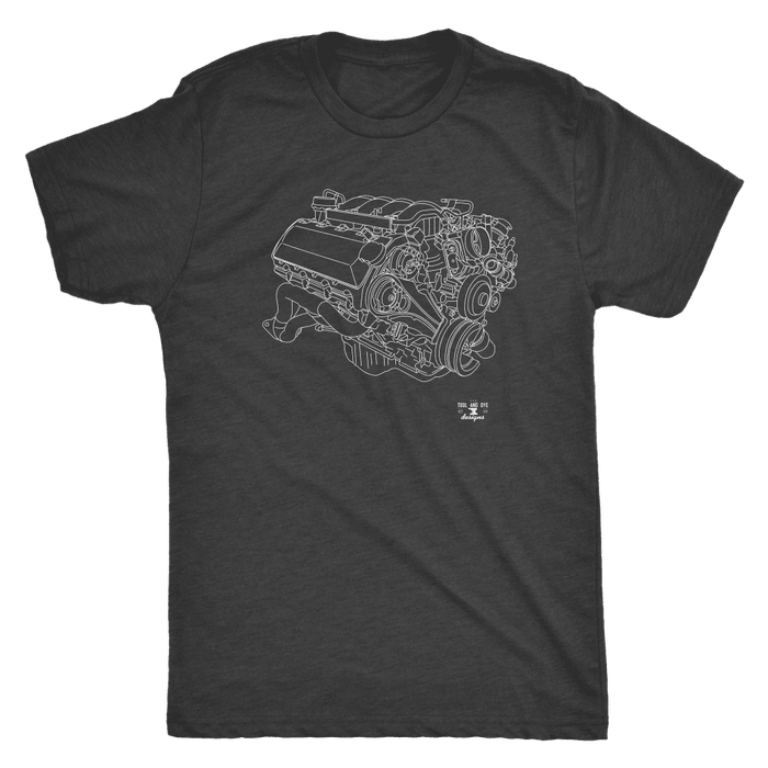 Ford Mustang Boss 302 V8 Engine Blueprint Illustration Series T-shirt