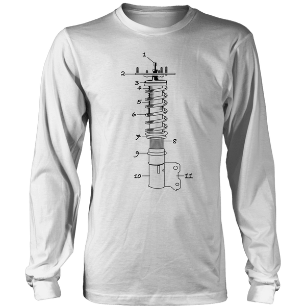 T&D Illustration Series Coilover Mens(unisex) Long Sleeve T-shirt multiple colors(front and rear print) Dark Version