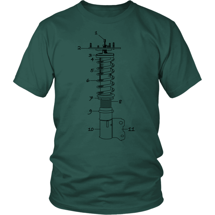 T&D Illustration Series Coilover Mens(unisex) T-shirt multiple colors(front and rear print) Dark Version