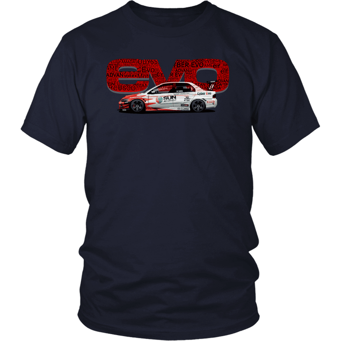 Mitsubishi Lancer Evolution Word T-shirt Mens and Womens