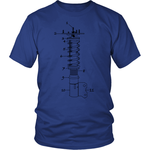 T&D Illustration Series Coilover Mens(unisex) T-shirt multiple colors(front and rear print) Dark Version