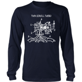 T&D Illustration Series- Twin Scroll Turbo Long Sleeve t-shirt mens (unisex) front and rear print