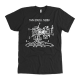 T&D Illustration Series- Twin Scroll Turbo mens Premium (unisex) t-shirt front and rear print
