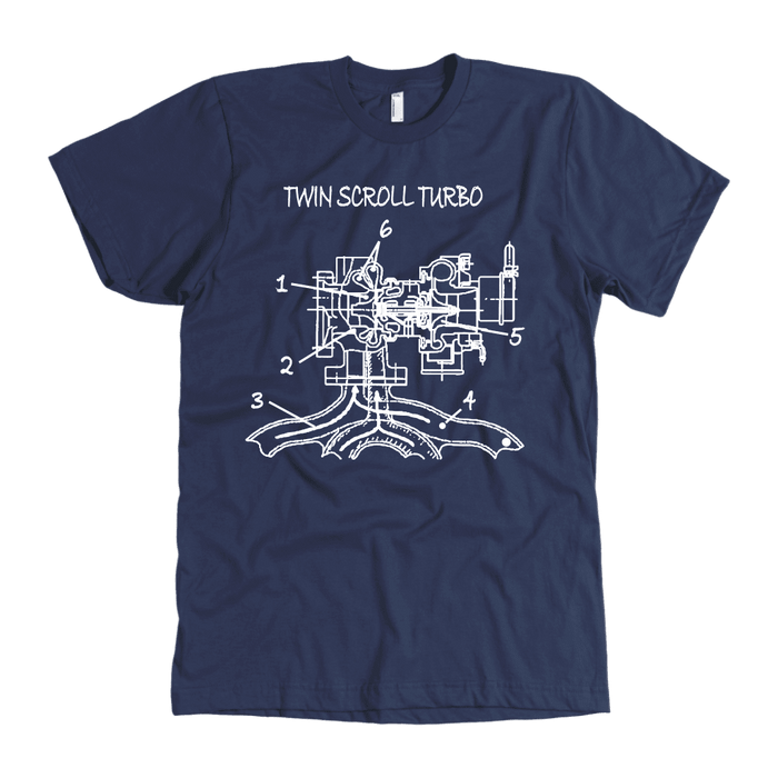 T&D Illustration Series- Twin Scroll Turbo mens Premium (unisex) t-shirt front and rear print