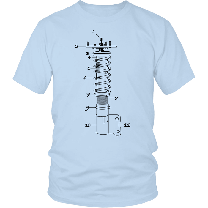 T&D Illustration Series Coilover Mens(unisex) T-shirt multiple colors(front and rear print) Dark Version