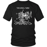 T&D Illustration Series- Twin Scroll Turbo Mens (unisex) t-shirt front and rear print