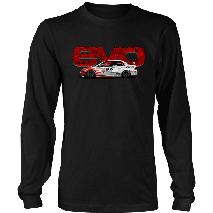 Mitsubishi Lancer Evolution Word T-shirt Mens and Womens