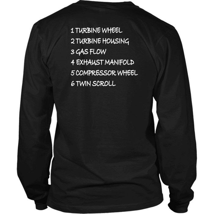 T&D Illustration Series- Twin Scroll Turbo Long Sleeve t-shirt mens (unisex) front and rear print