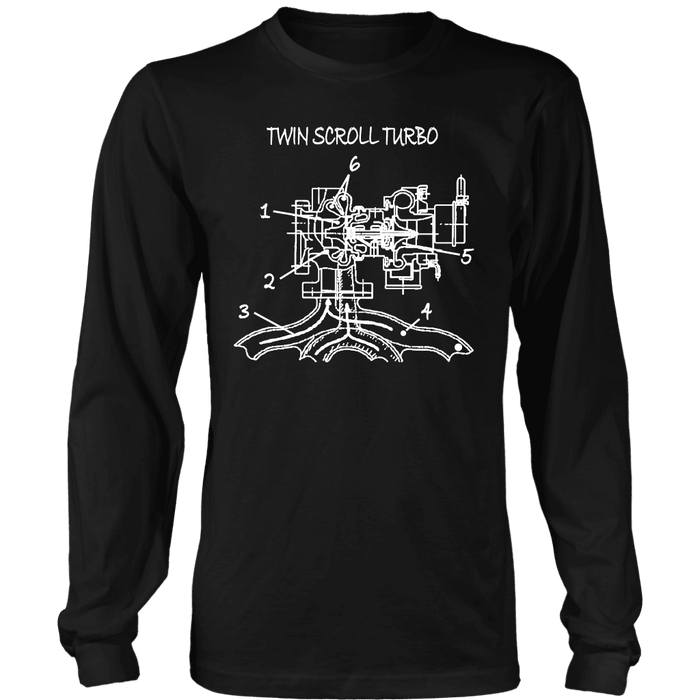 T&D Illustration Series- Twin Scroll Turbo Long Sleeve t-shirt mens (unisex) front and rear print