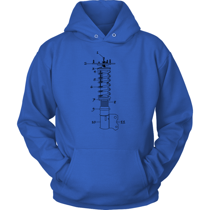 T&D Illustration Series Coilover Mens(unisex) Hooded Sweatshirt multiple colors(front and rear print) Dark Version