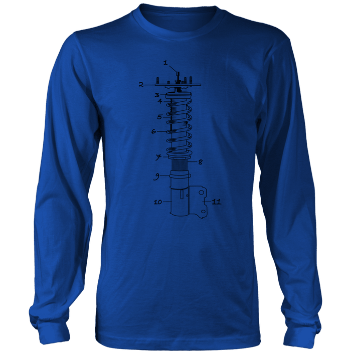 T&D Illustration Series Coilover Mens(unisex) Long Sleeve T-shirt multiple colors(front and rear print) Dark Version