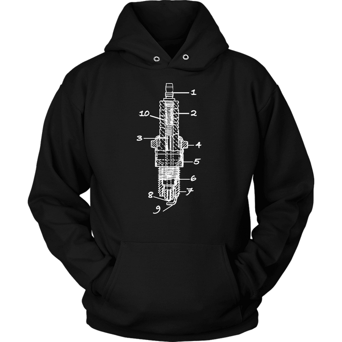 T&D Illustration Series- Sparkplug Hoodie Unisex  (multiple colors) front and back print