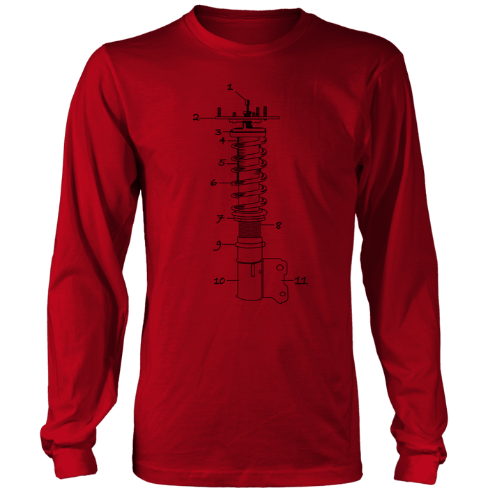 T&D Illustration Series Coilover Mens(unisex) Long Sleeve T-shirt multiple colors(front and rear print) Dark Version