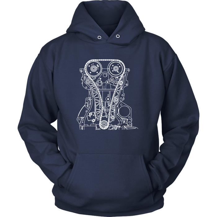 T&D Illustration Series 4B11 Evo X engine Mens (unisex) Hoodie