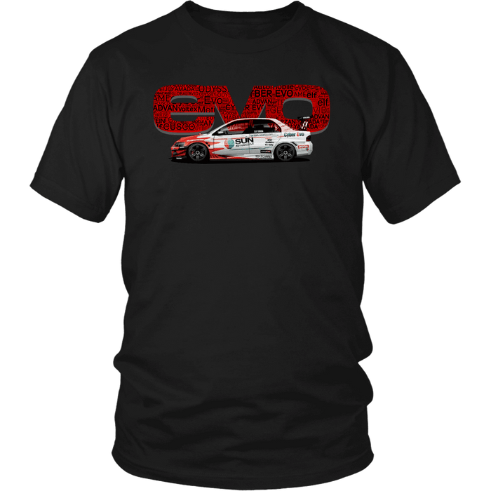 Mitsubishi Lancer Evolution Word T-shirt Mens and Womens