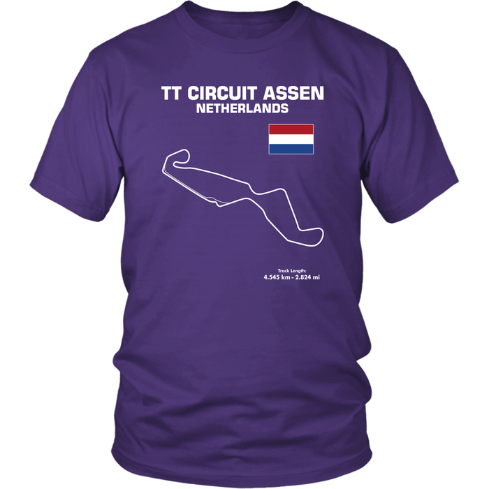 TT Circuit Assen Netherlands Race Track Outline Series T-shirt or Hoodie