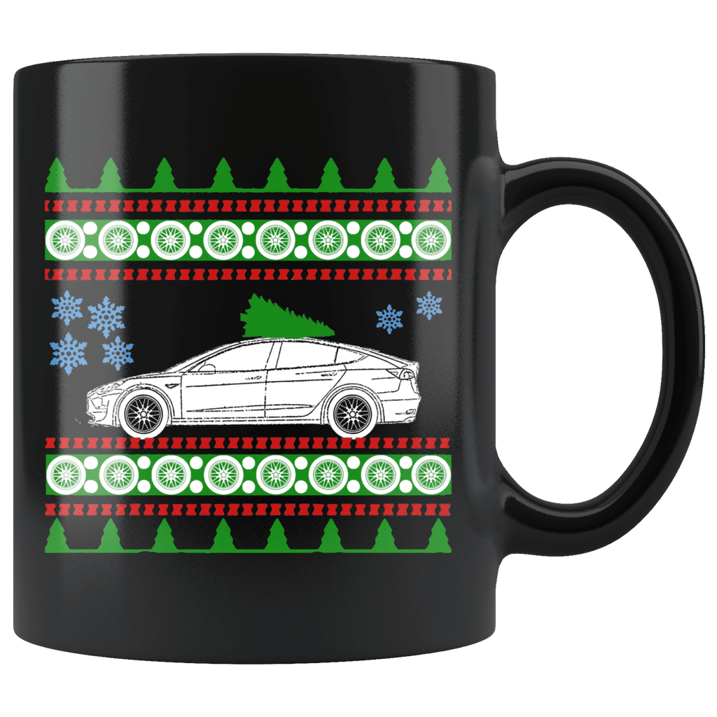 2018 Tesla Model 3 Christmas Sweater Mug